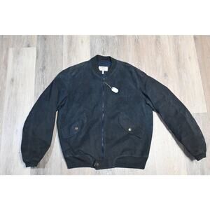 Giorgio Armani Jeans Suede Bomber Jacket Men’s 38 USA Made in Italy Black Zip